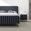 Angela Queen Size Grey Velvet Platform Bed  | MidinMod | Houston TX | Best Furniture stores in Houston