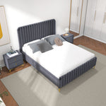 Angela Queen Size Grey Velvet Platform Bed  | MidinMod | Houston TX | Best Furniture stores in Houston