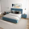 Angela King Size Sea Blue Velvet Platform Bed  - | MidinMod |TX | Best Furniture stores in Houston