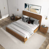 Angela King Size Cognac Velvet Platform Bed | MidinMod | Houston TX | Best Furniture stores in Houston