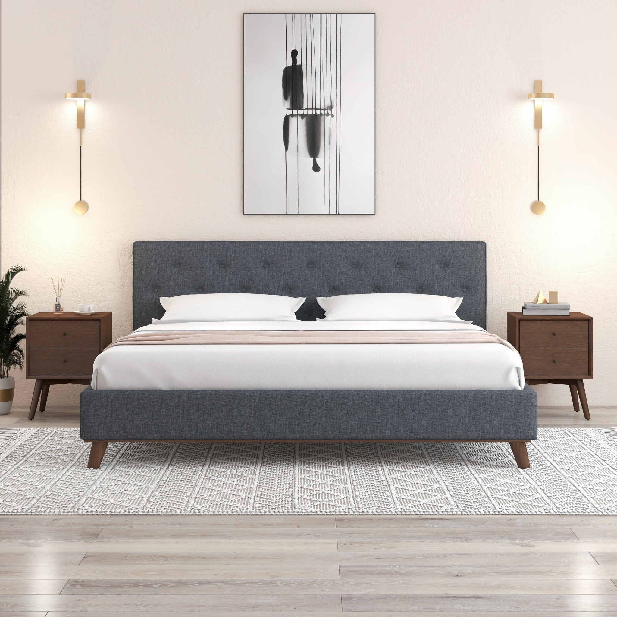 Ashton King Size Dark Grey Platform Bed  | MidinMod | Houston TX | Best Furniture stores in Houston