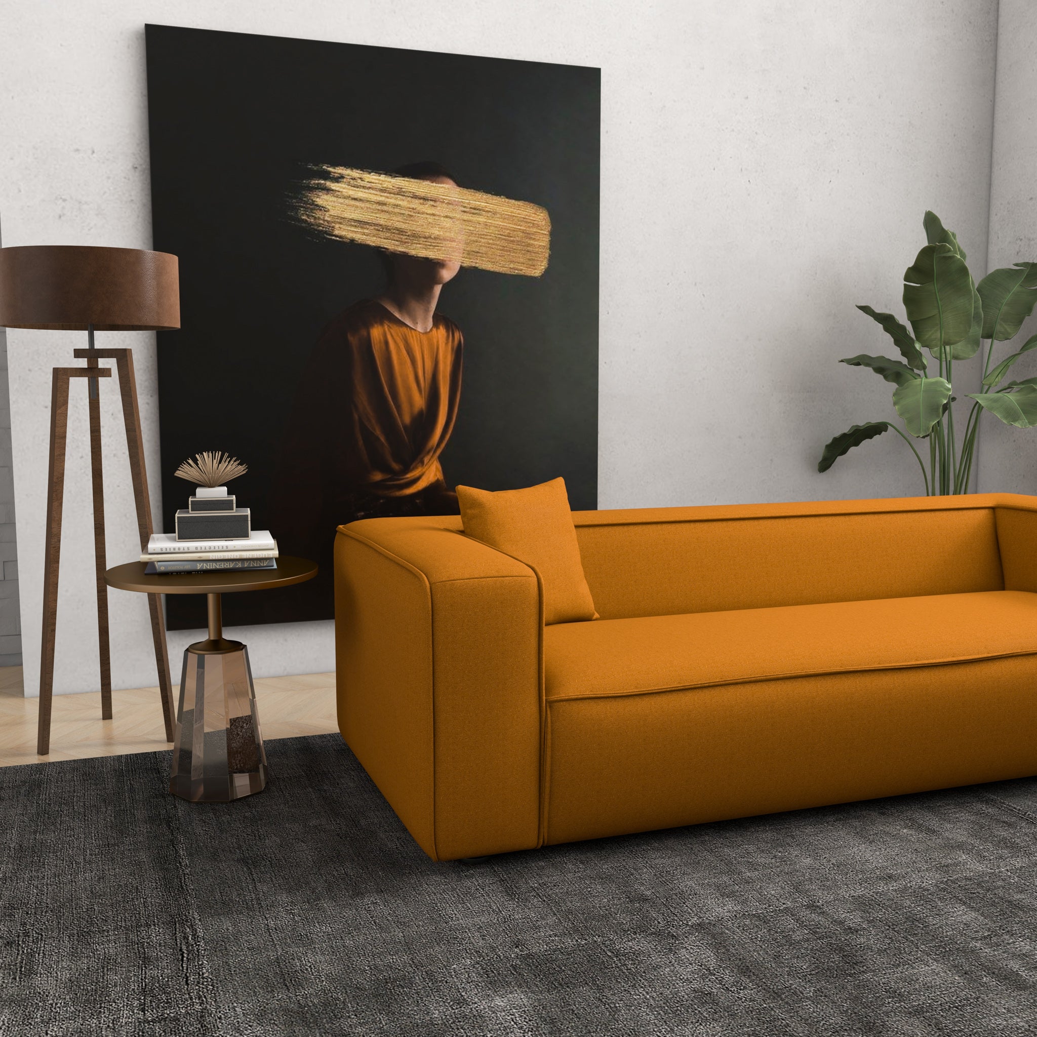 Barcelona Modern Dark Yellow Boucle Sofa - MidinMod