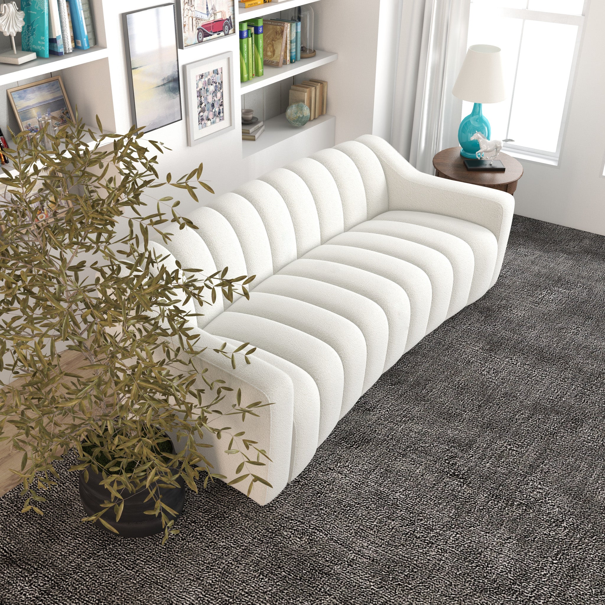 Bari Cream Boucle Sofa - MidinMod