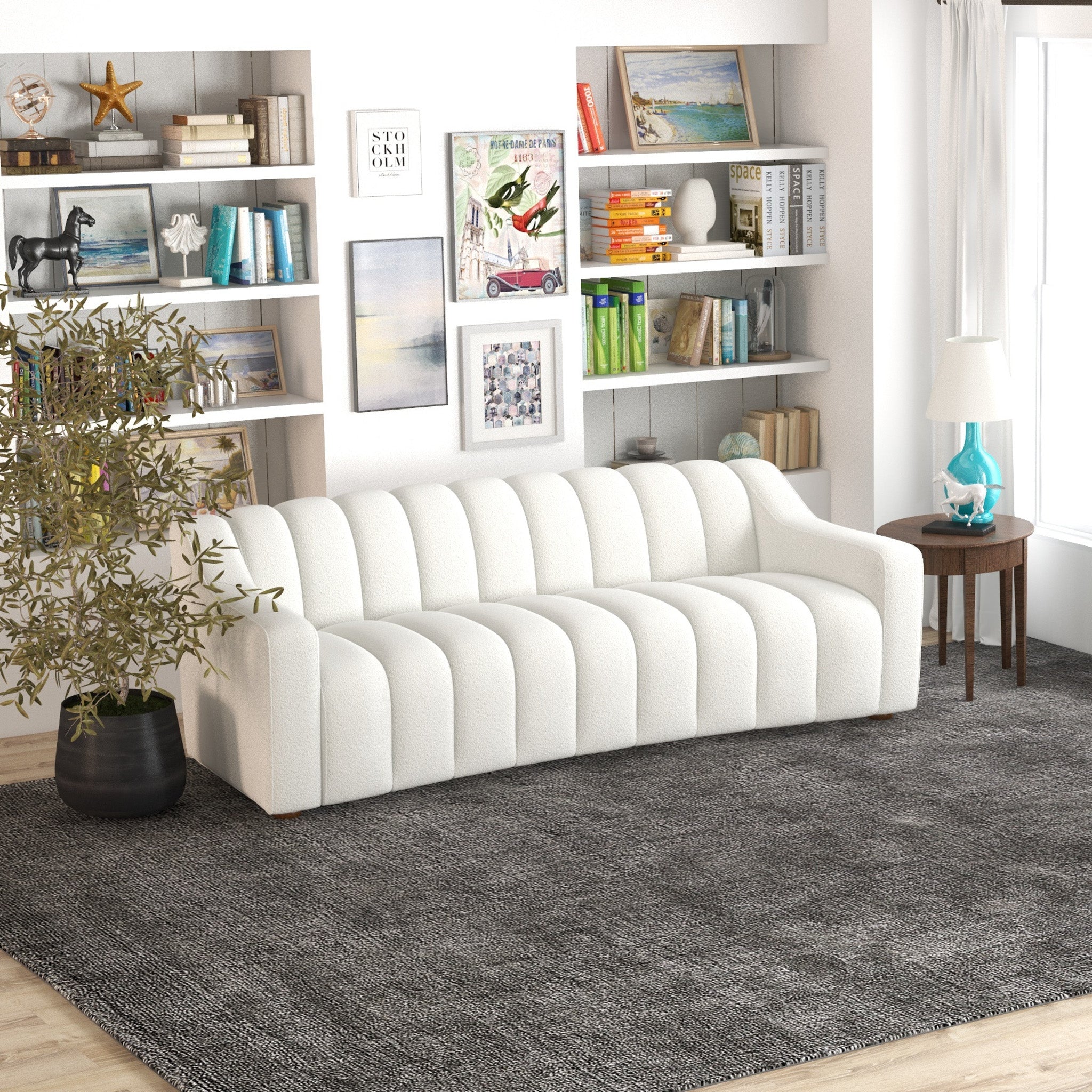 Bari Cream Boucle Sofa - MidinMod