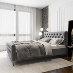 Beverly Platform Bed (Queen - Dark Grey Velvet)
