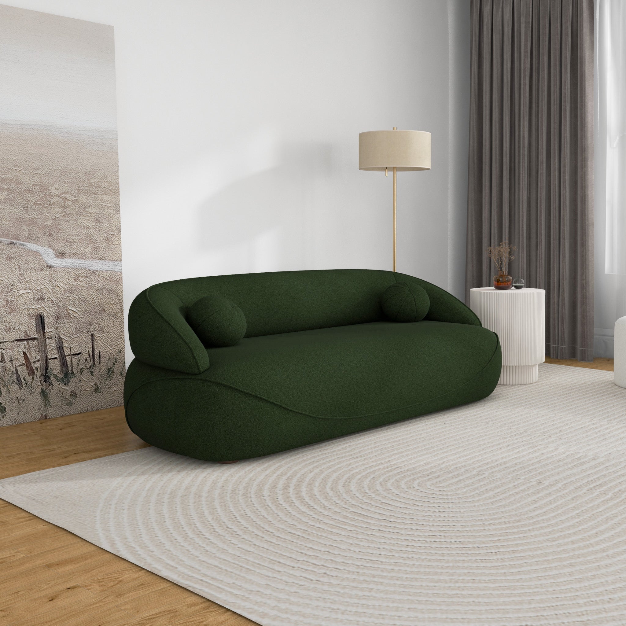 Brody Dark Green Boucle Sofa - MidinMod