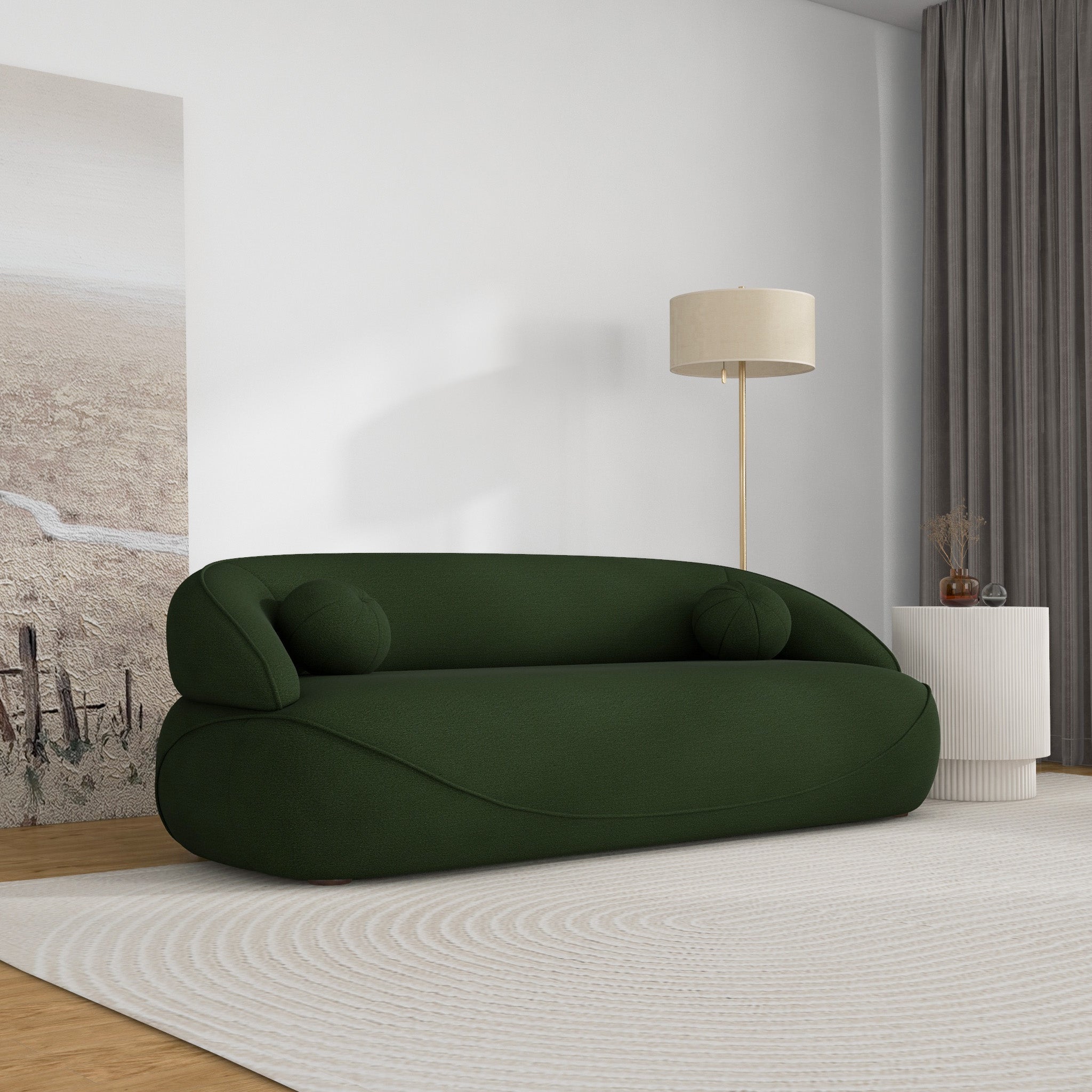 Brody Dark Green Boucle Sofa - MidinMod