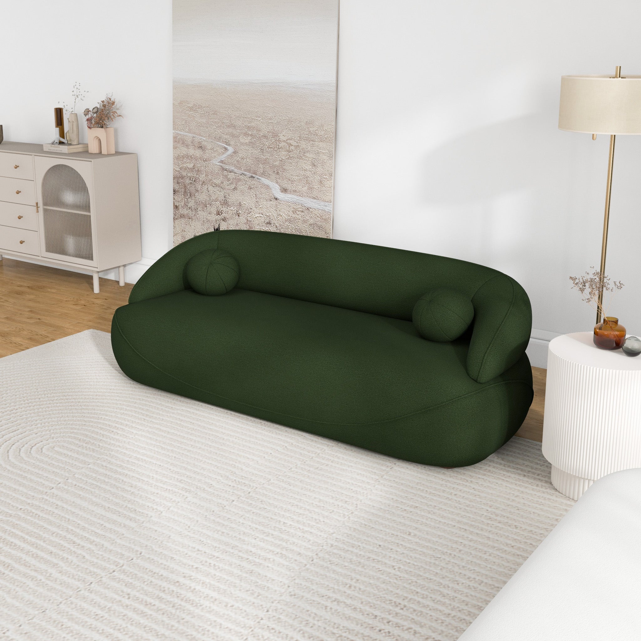 Brody Dark Green Boucle Sofa - MidinMod