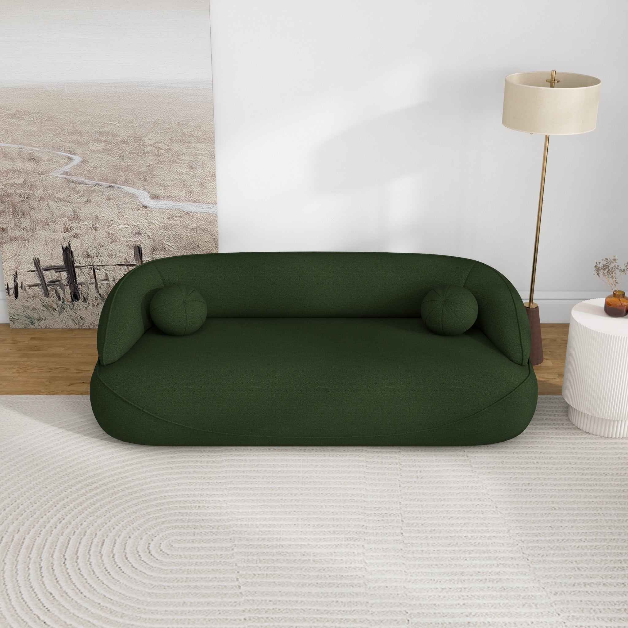 Brody Dark Green Boucle Sofa - MidinMod