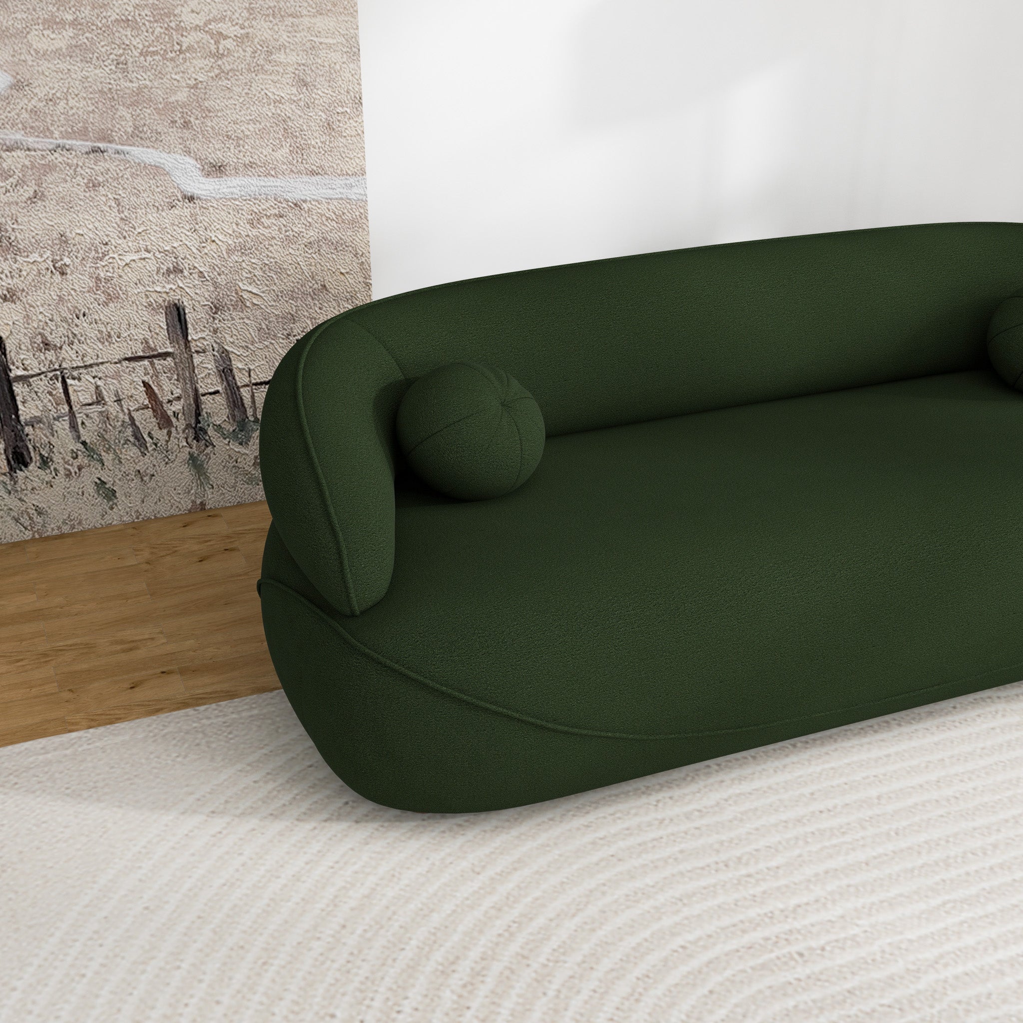 Brody Dark Green Boucle Sofa - MidinMod