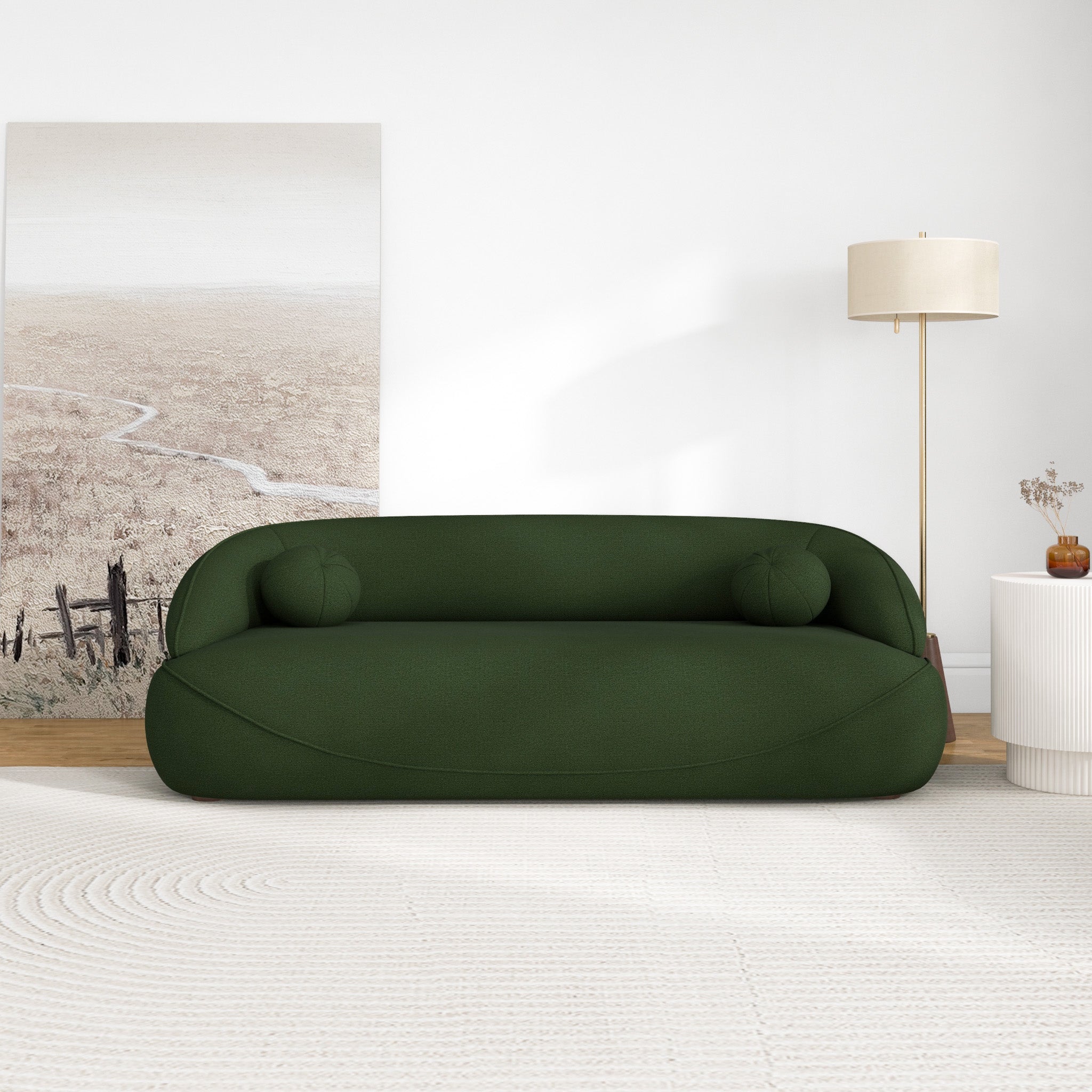 Brody Dark Green Boucle Sofa - MidinMod