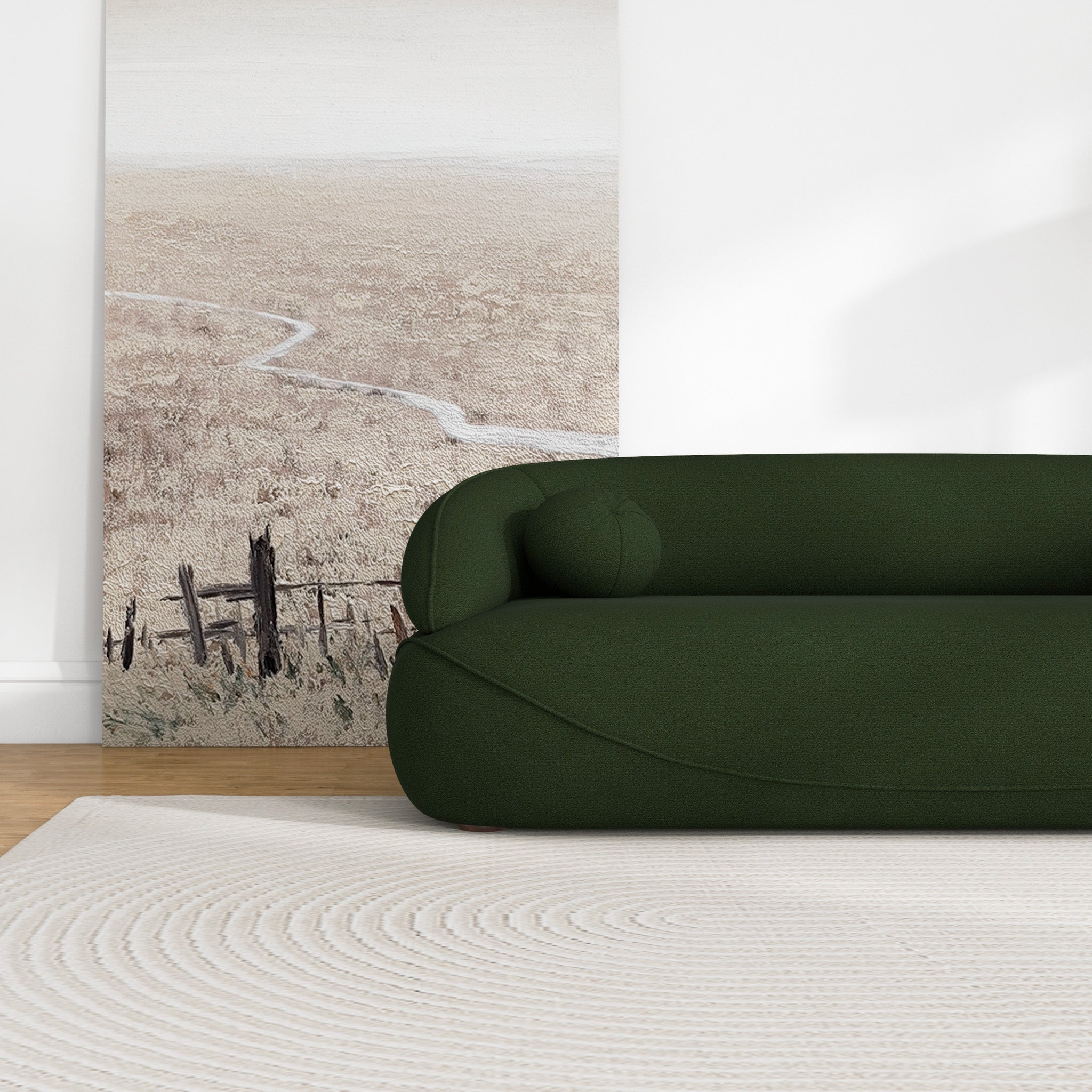 Brody Dark Green Boucle Sofa - MidinMod