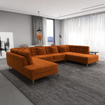 Caleb U Shape Corner Sofa - Burnt Orange Velvet | MidinMod | TX | Best Furniture stores in Houston