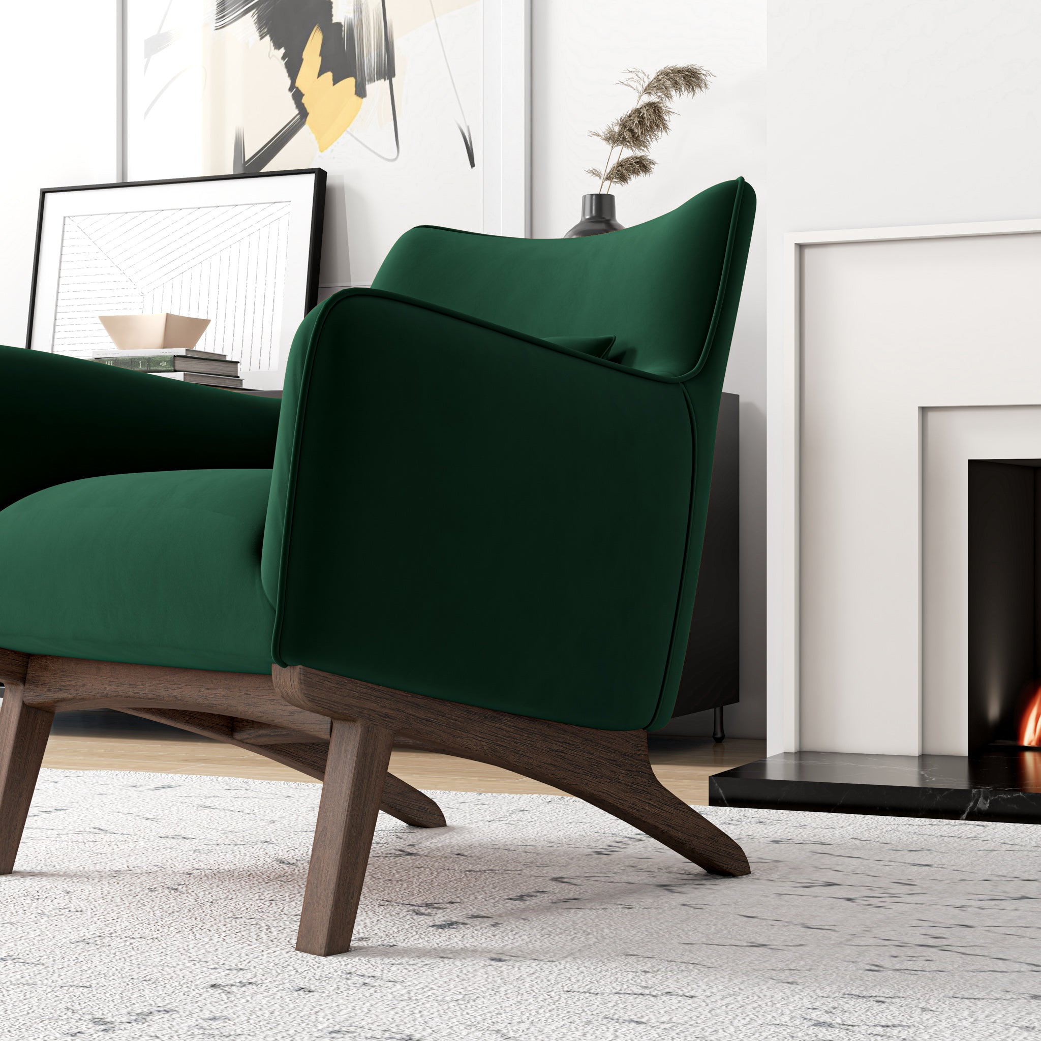 Casper Dark Green Velvet Lounge Chair - MidinMod