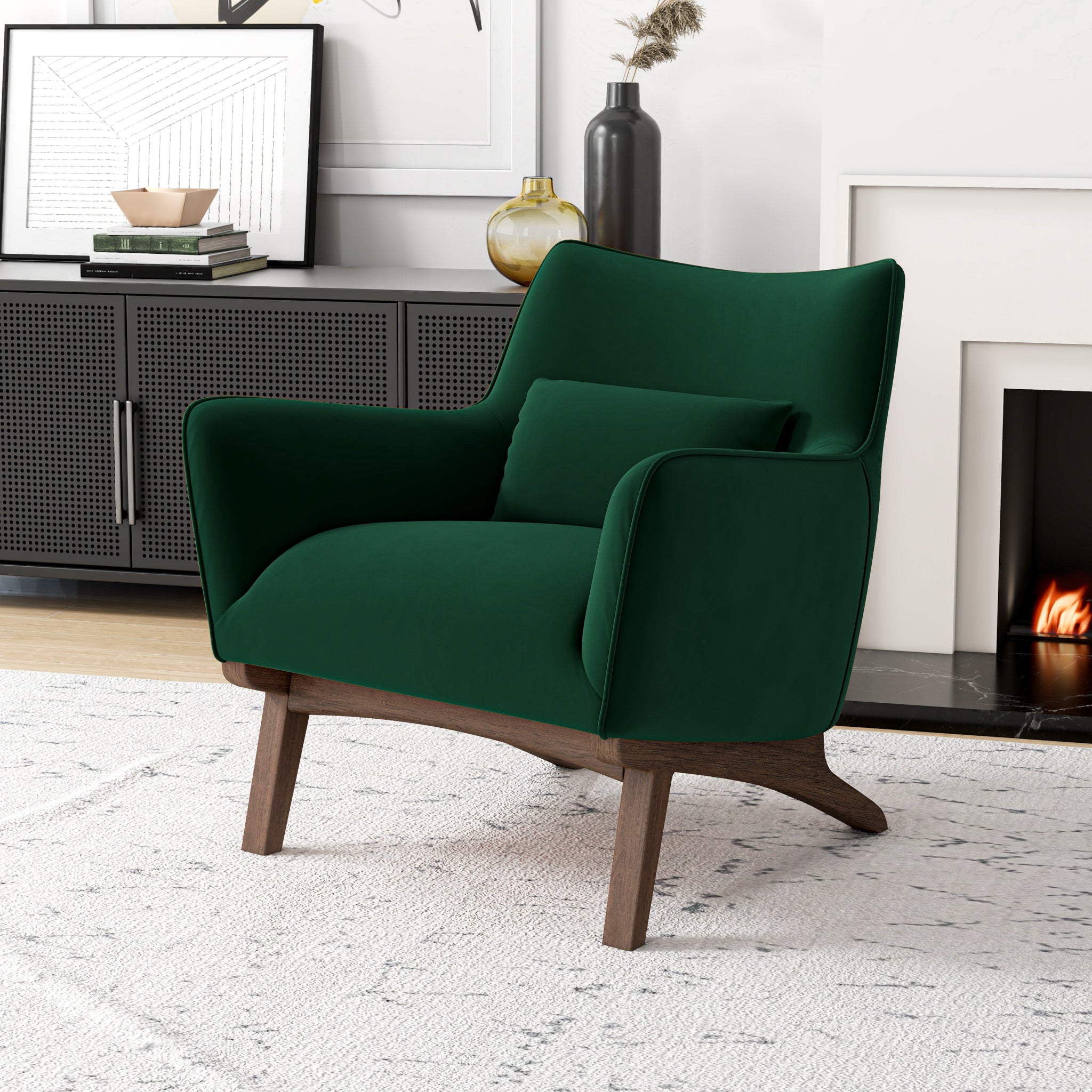 Casper Dark Green Velvet Lounge Chair - MidinMod