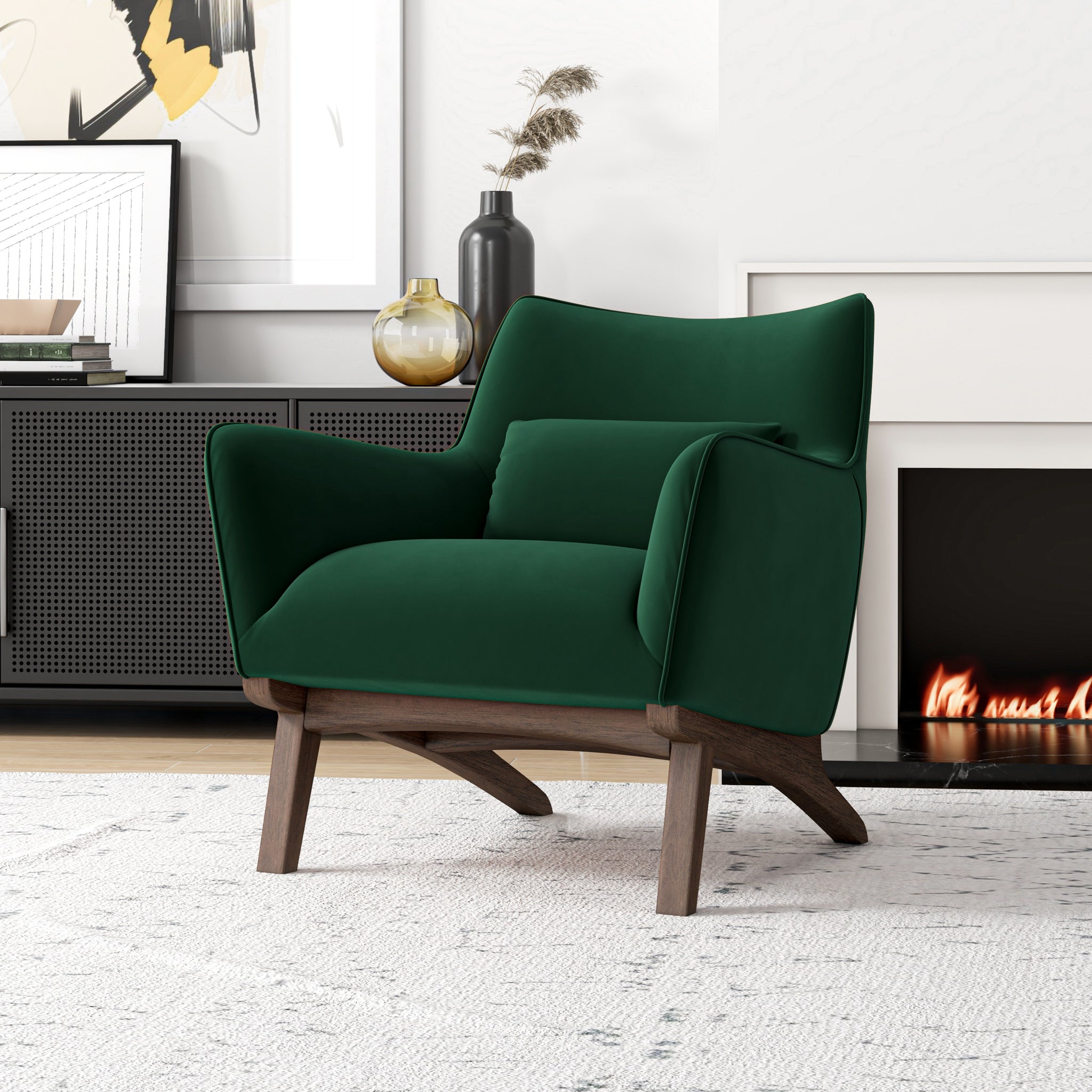 Casper Lounge Chair Dark Green Velvet