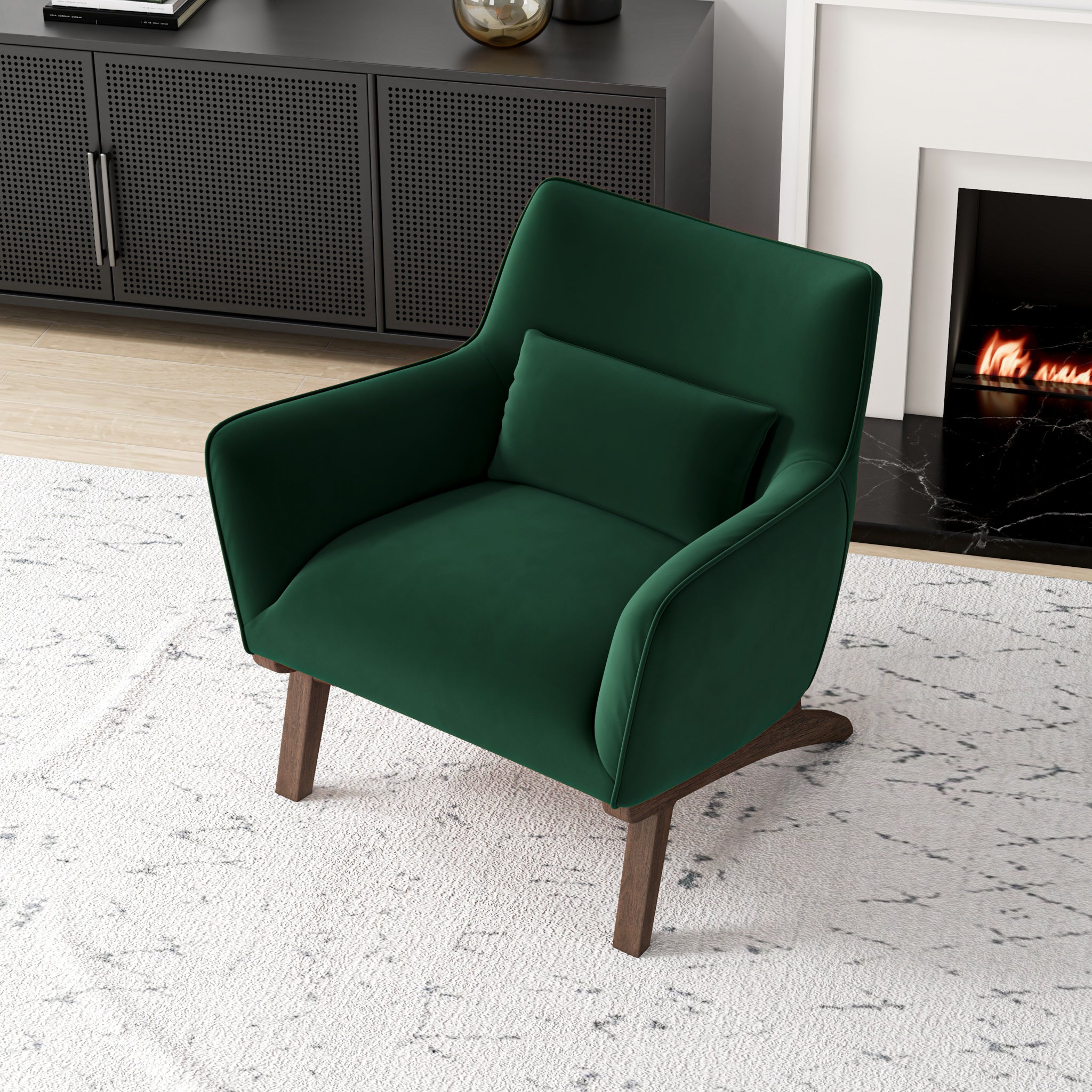 Casper Dark Green Velvet Lounge Chair - MidinMod