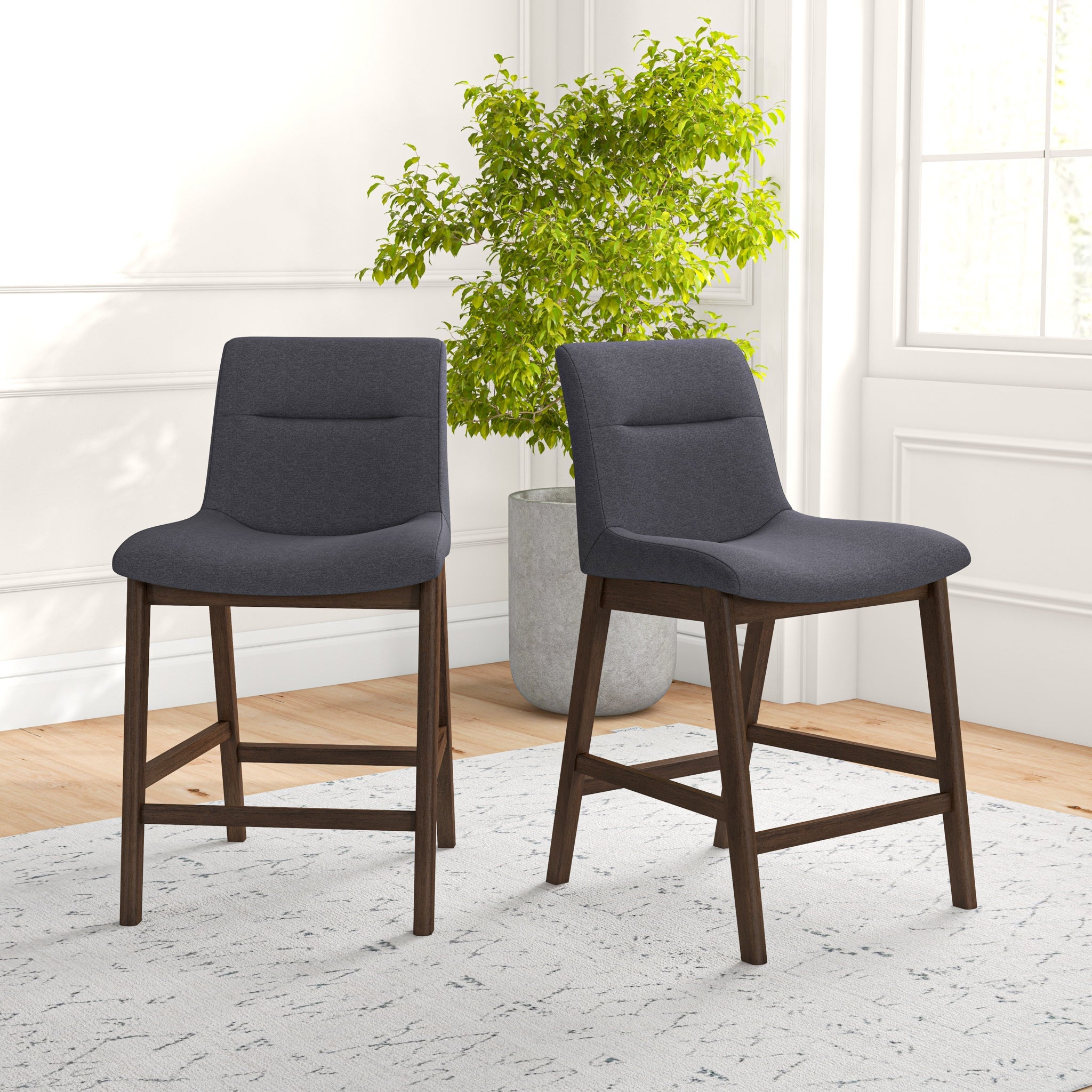 Gray fabric counter online stools