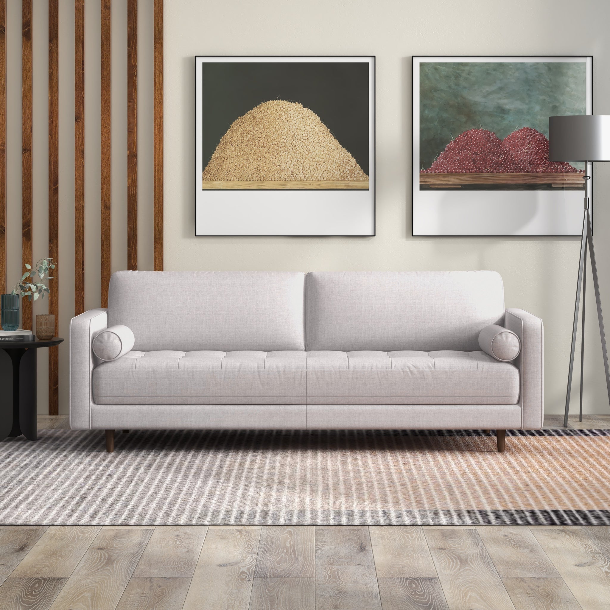 Mid century shop modern beige sofa