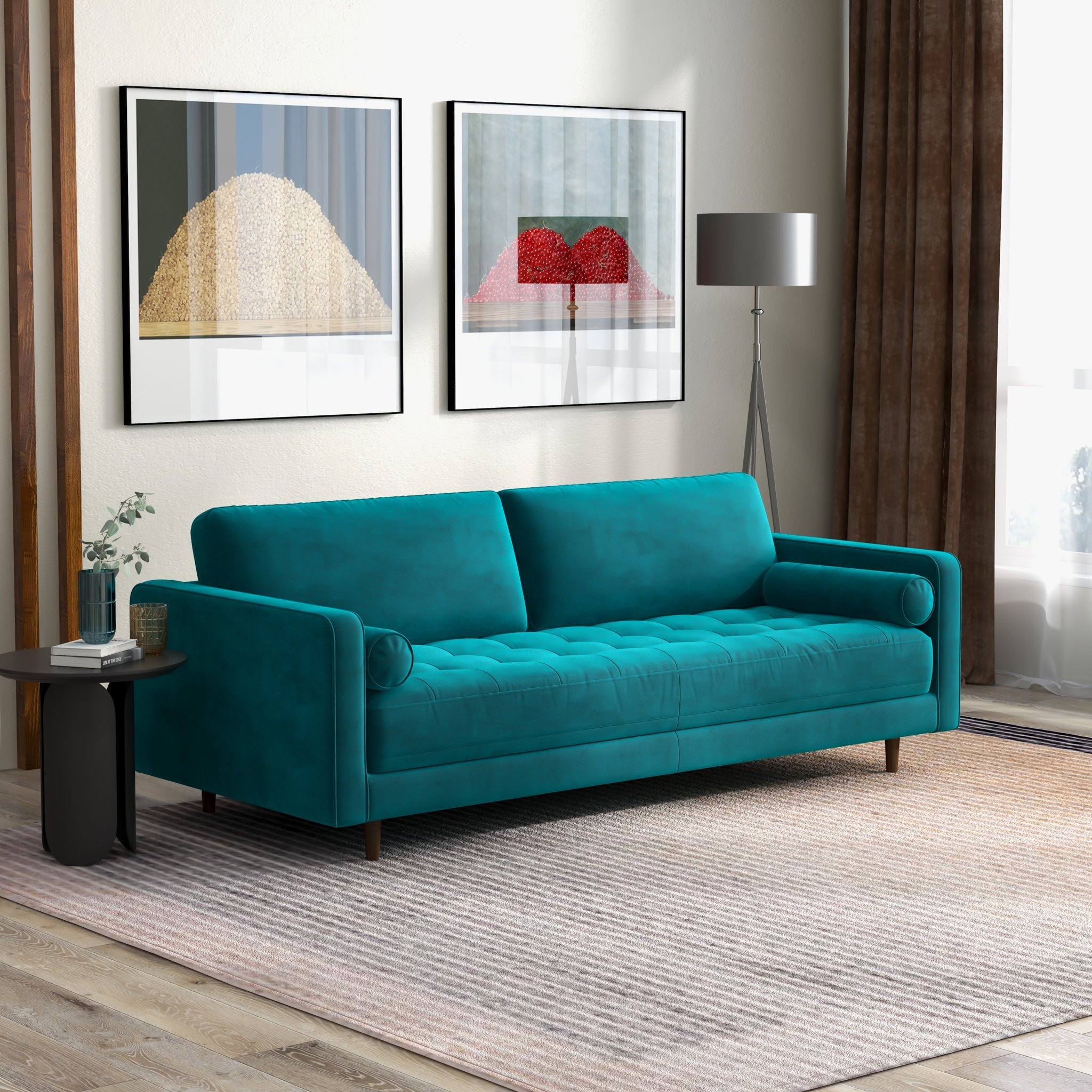 Daphne Teal Velvet Sofa - MidinMod