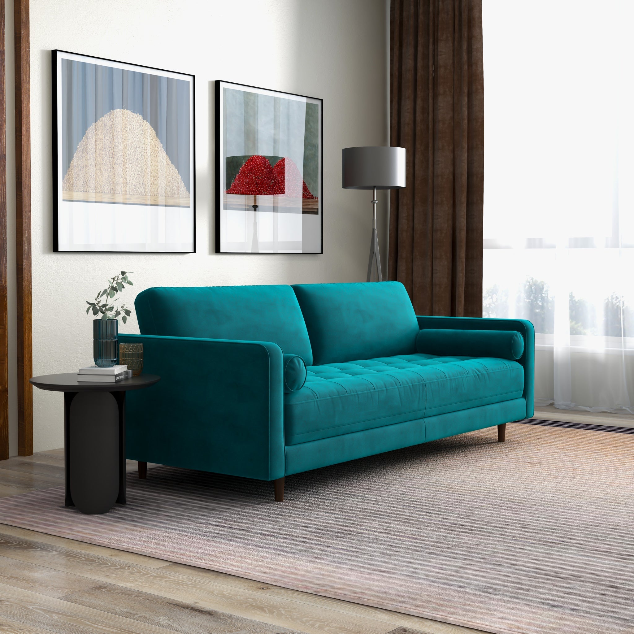 Daphne Teal Velvet Sofa - MidinMod
