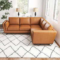 Ernest Tan Leather L Shape Corner Sofa | Mid in Mod | Houston TX | Best Furniture stores in Houston