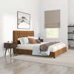 Eldridge King Size Cognac Velvet Platform Bed  | MidinMod | Houston TX | Best Furniture stores in Houston