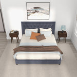 Eldridge King Size Grey Velvet Platform Bed | MidinMod | TX | Best Furniture stores in Houston
