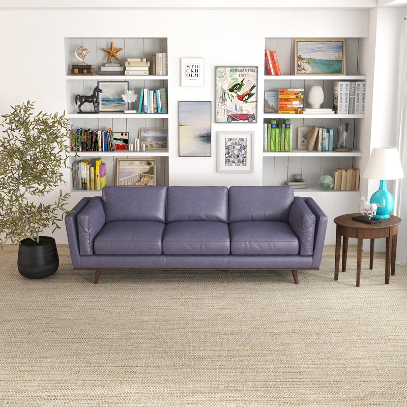 Ferre Leather Sofa - Blue Gray Leather  | MidinMod | Houston TX | Best Furniture stores in Houston