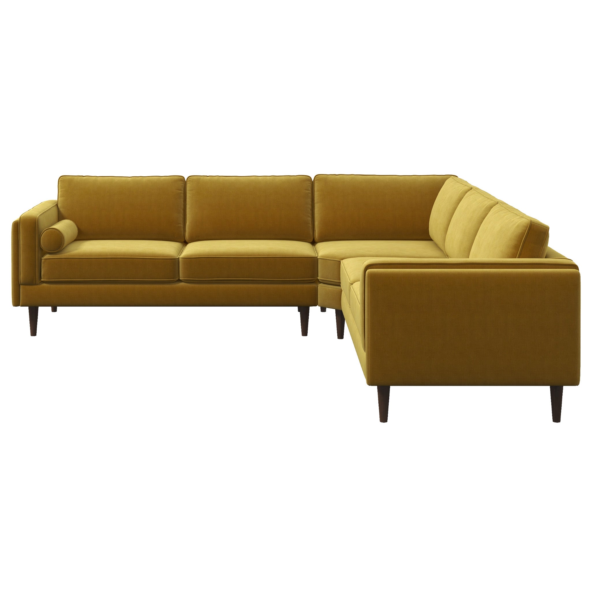 Fordham Gold Velvet Symmetrical Corner Sofa - MidinMod