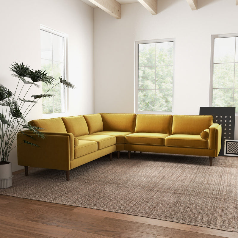 Fordham Corner Sofa - Gold Velvet | MidinMod | Houston TX | Best Furniture stores in Houston