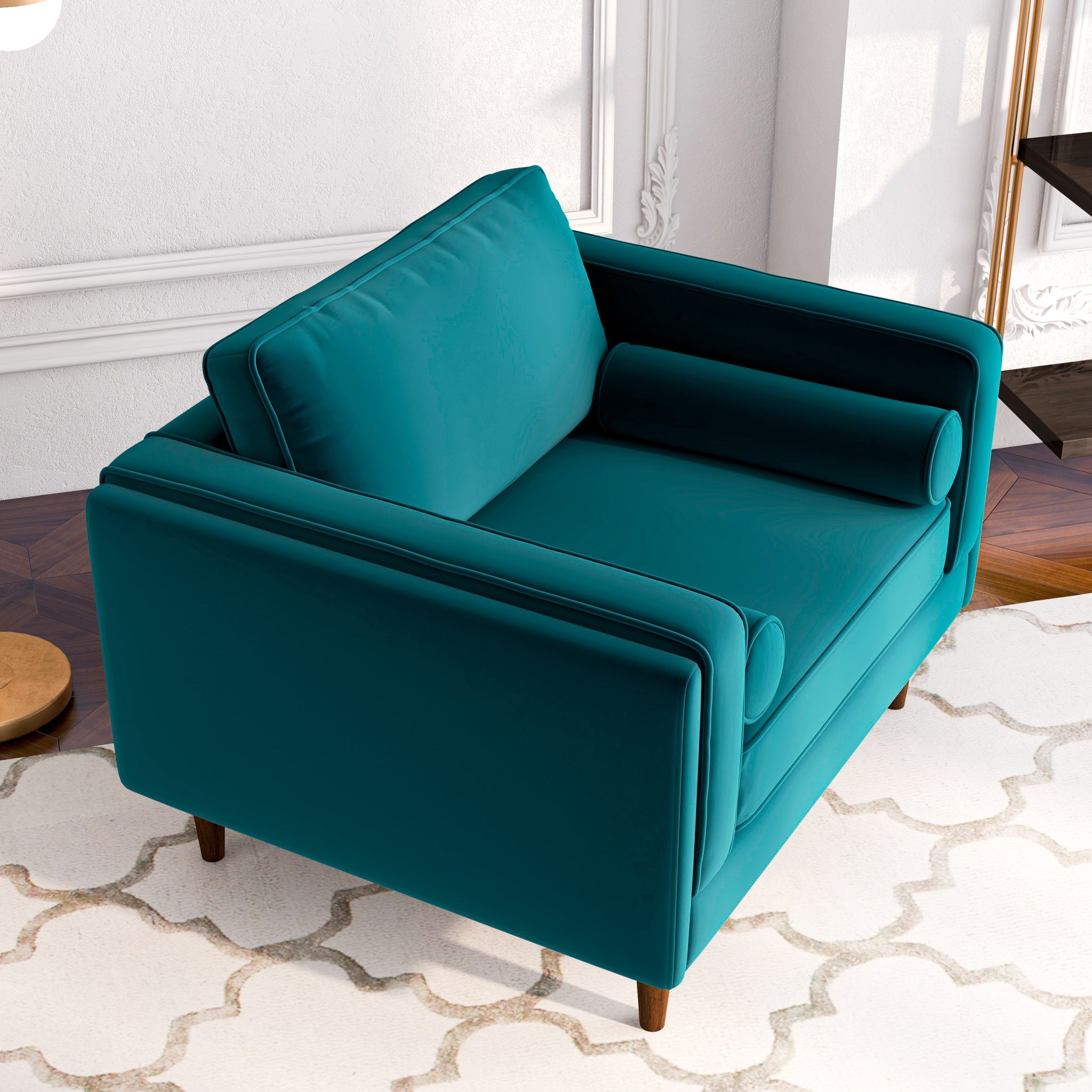 Fordham Teal Velvet Lounge Chair - MidinMod