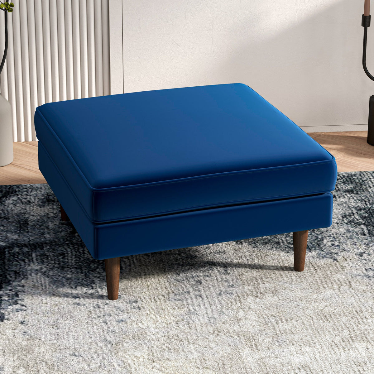 Fordham Ottoman (Blue Velvet) - MidinMod Houston Tx Mid Century Furniture Store - Ottoman 3