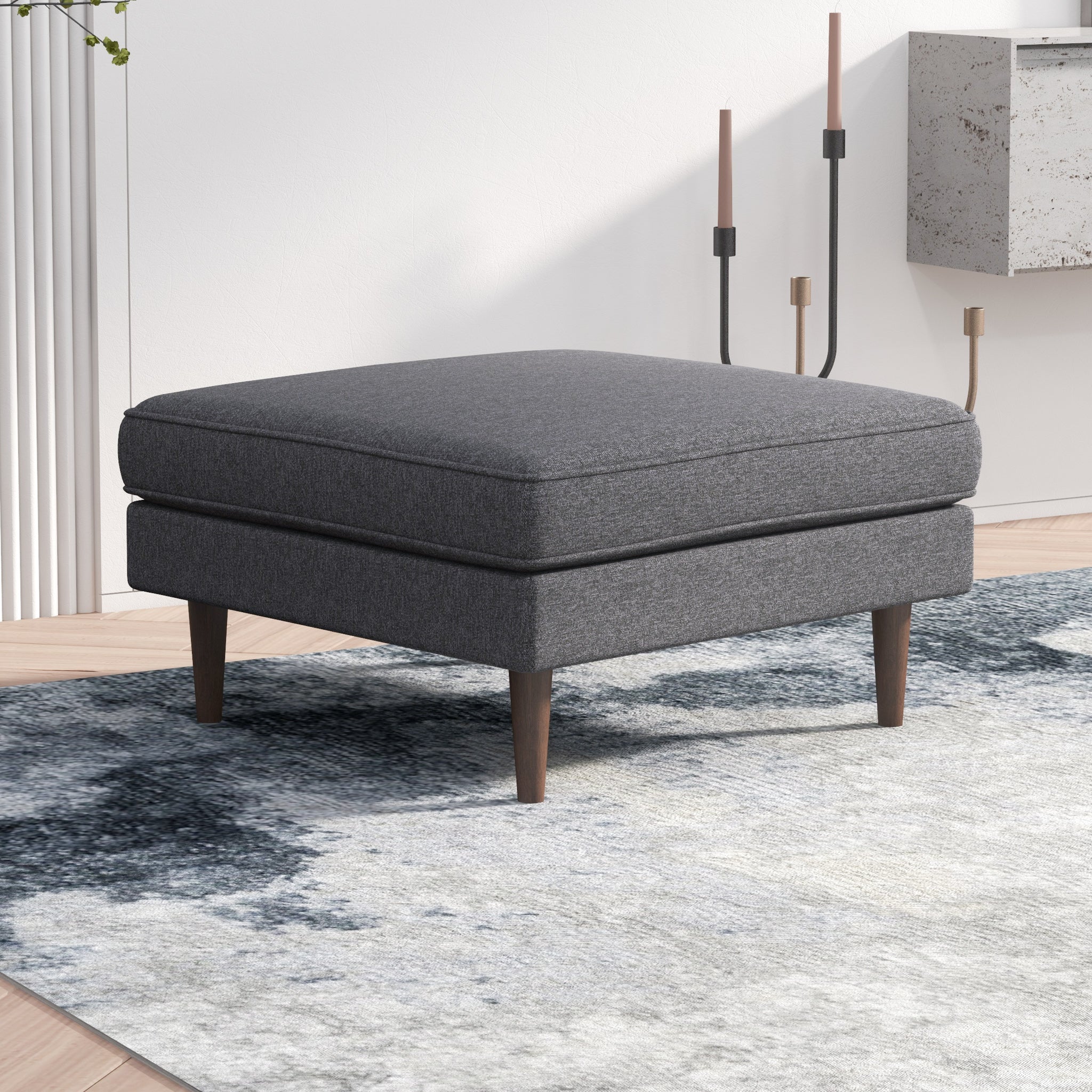 Fordham Dark Gray Fabric Ottoman - MidinMod