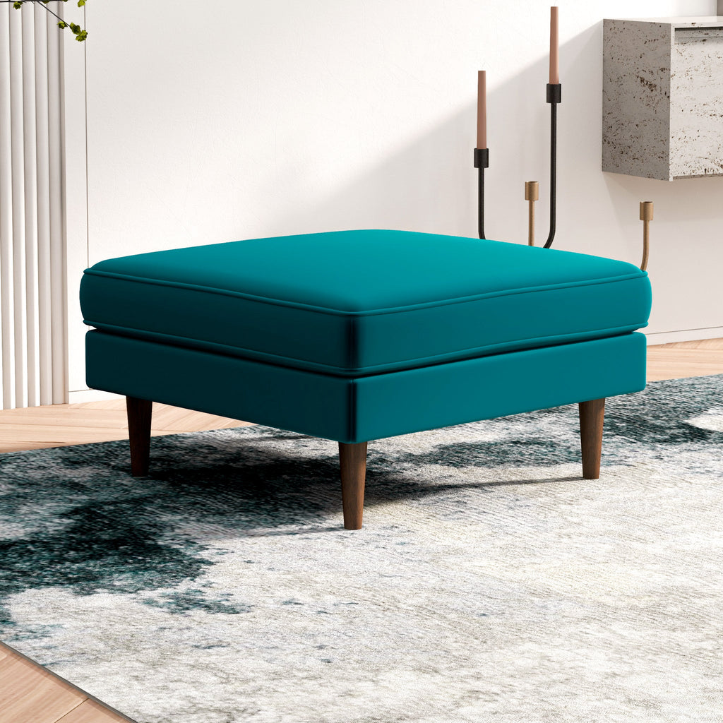 Fordham Ottoman - Teal Velvet | MidinMod | Houston TX | Best Furniture stores in Houston