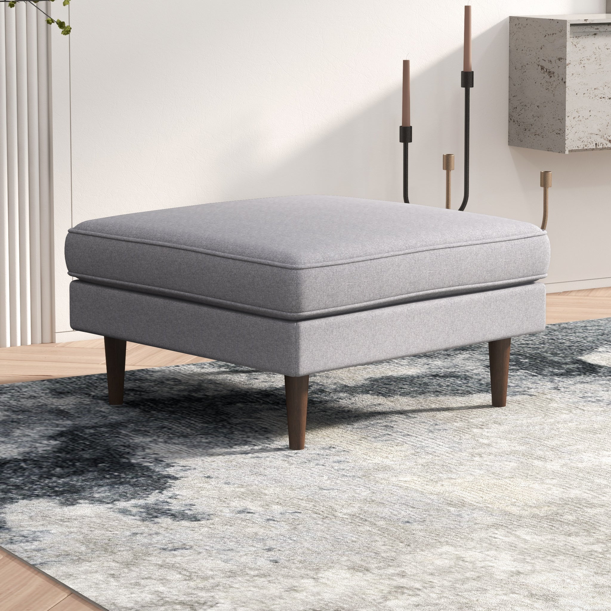 Fordham Light Gray Fabric Ottoman - MidinMod