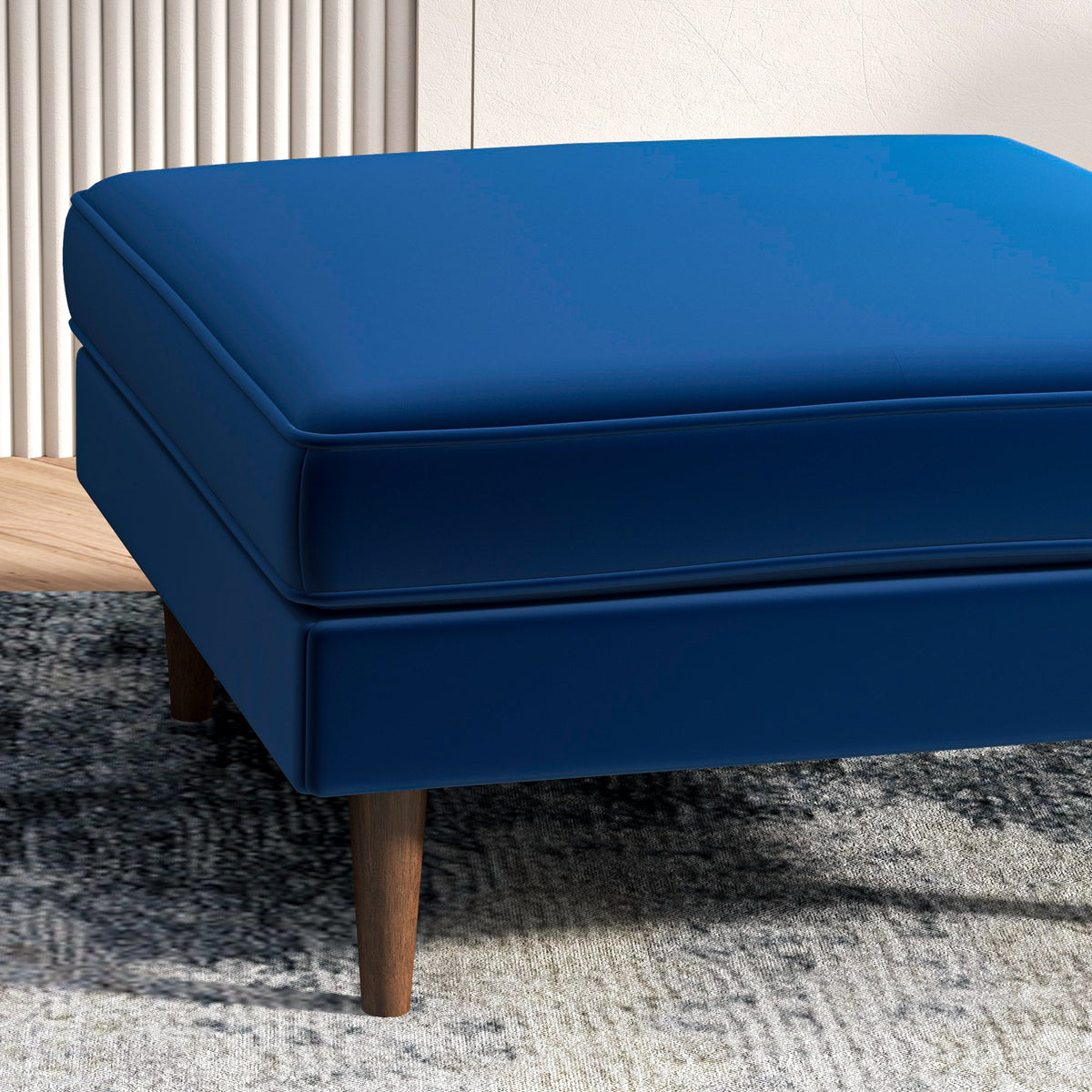 Fordham Ottoman (Blue Velvet) - MidinMod Houston Tx Mid Century Furniture Store - Ottoman 6