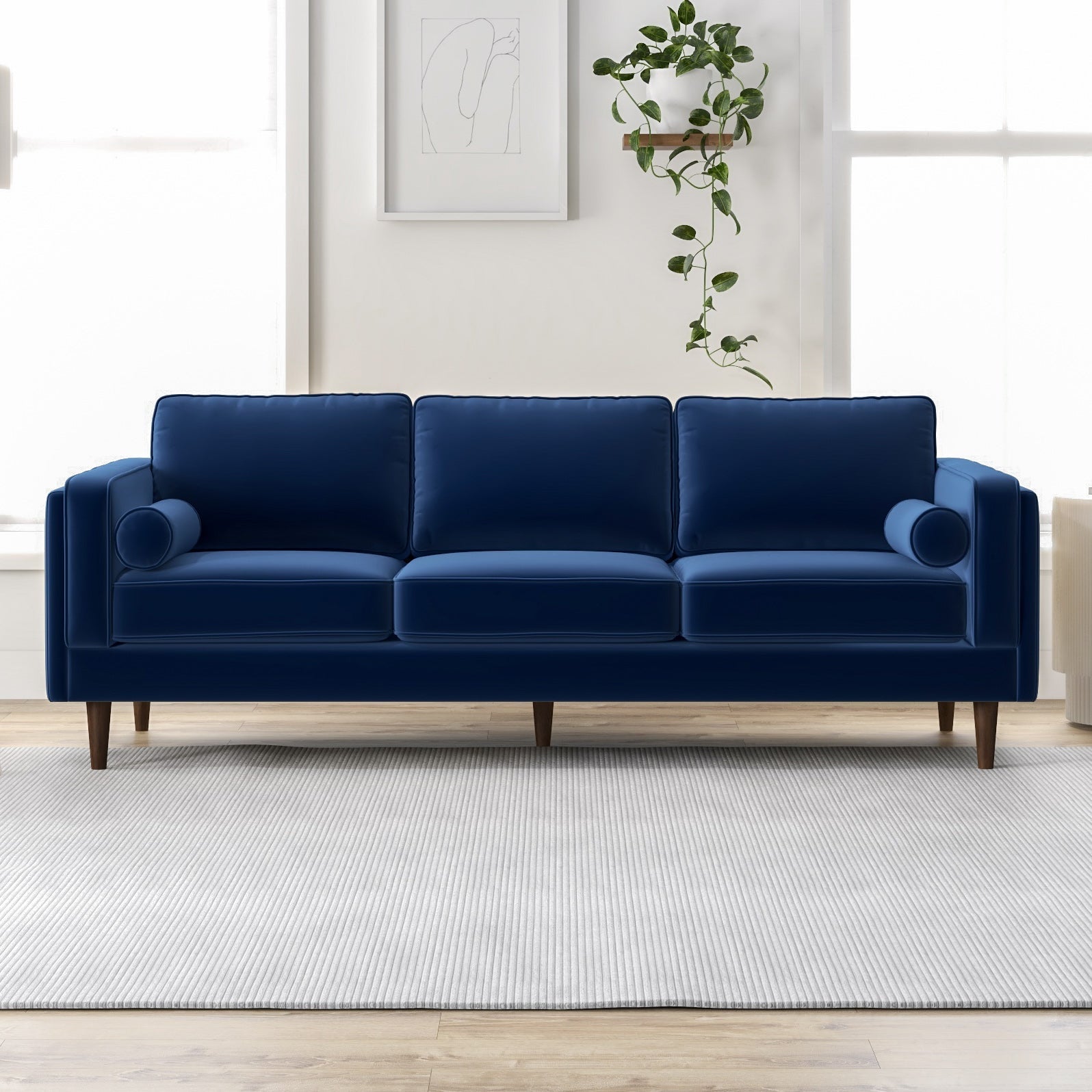 Fordham Navy Blue Velvet Sofa - MidinMod
