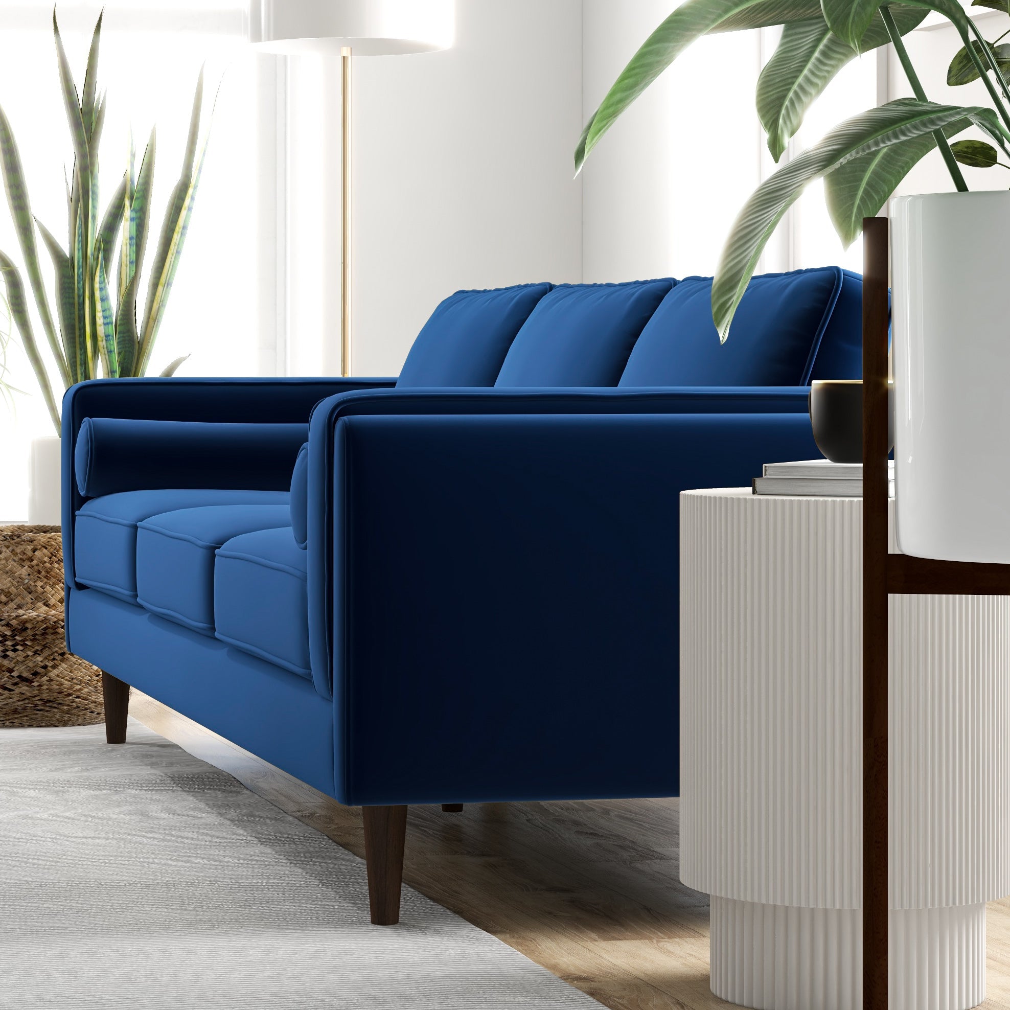 Fordham Navy Blue Velvet Sofa - MidinMod