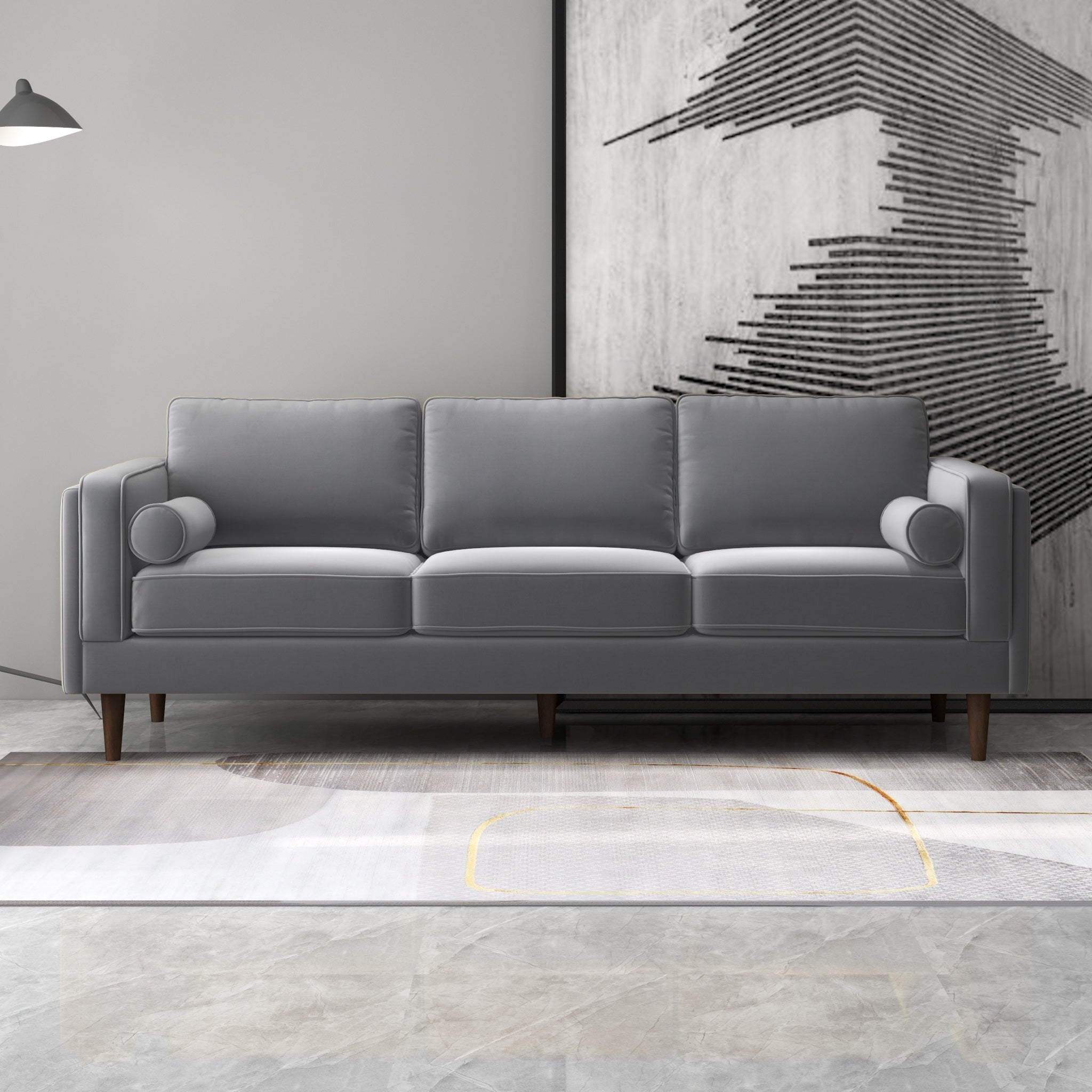 Modern grey velvet deals sofa