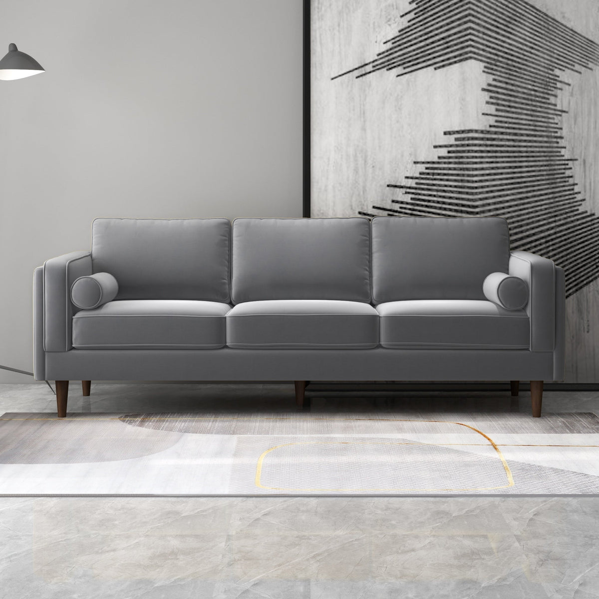 Fordham Grey Velvet Sofa Mid In Mod