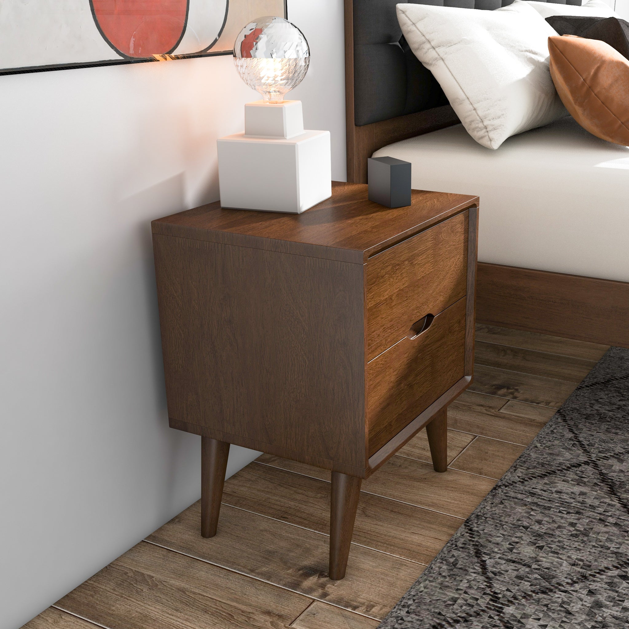 Grace Brown Night Stand with 2 Drawers - MidinMod