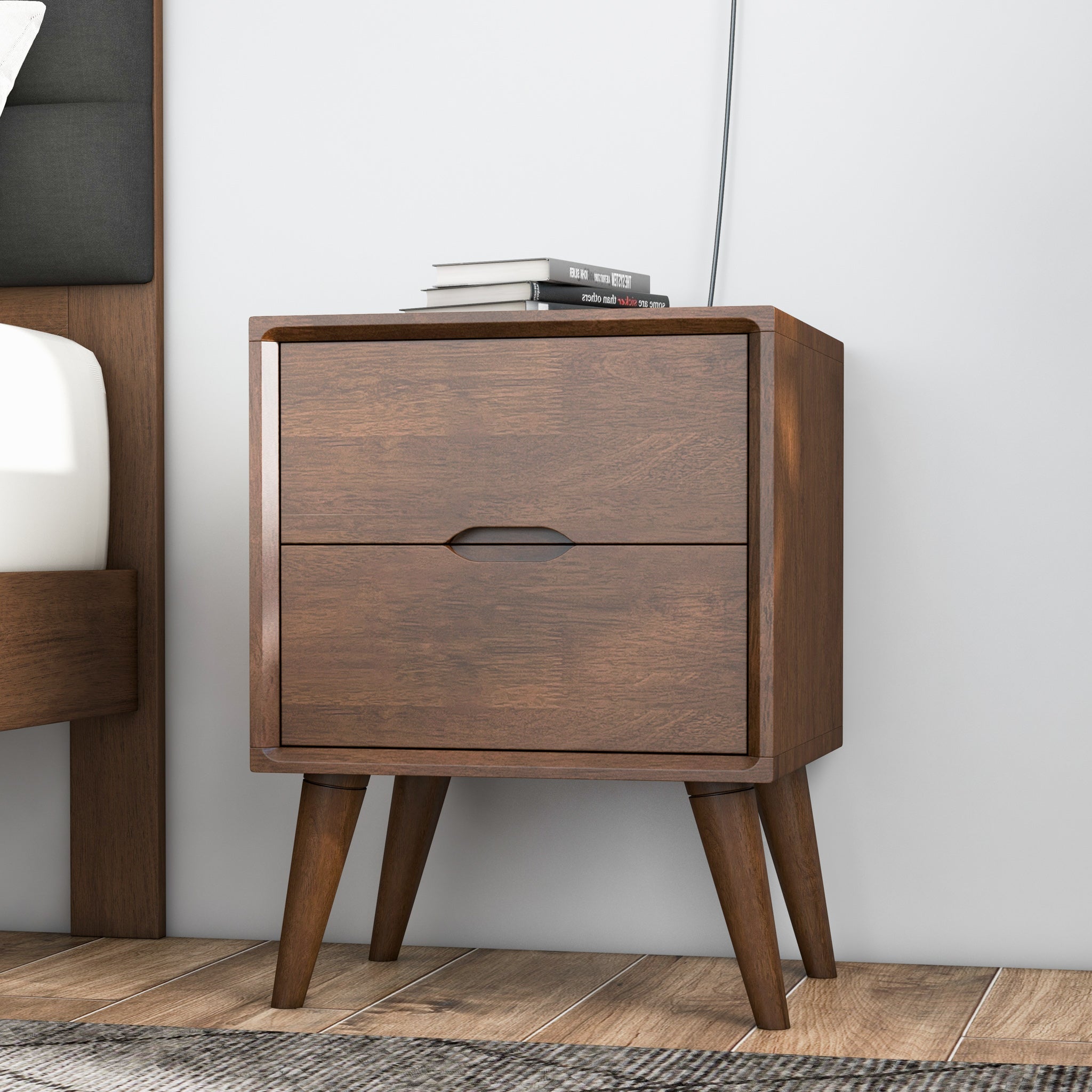 Grace Brown Night Stand with 2 Drawers - MidinMod