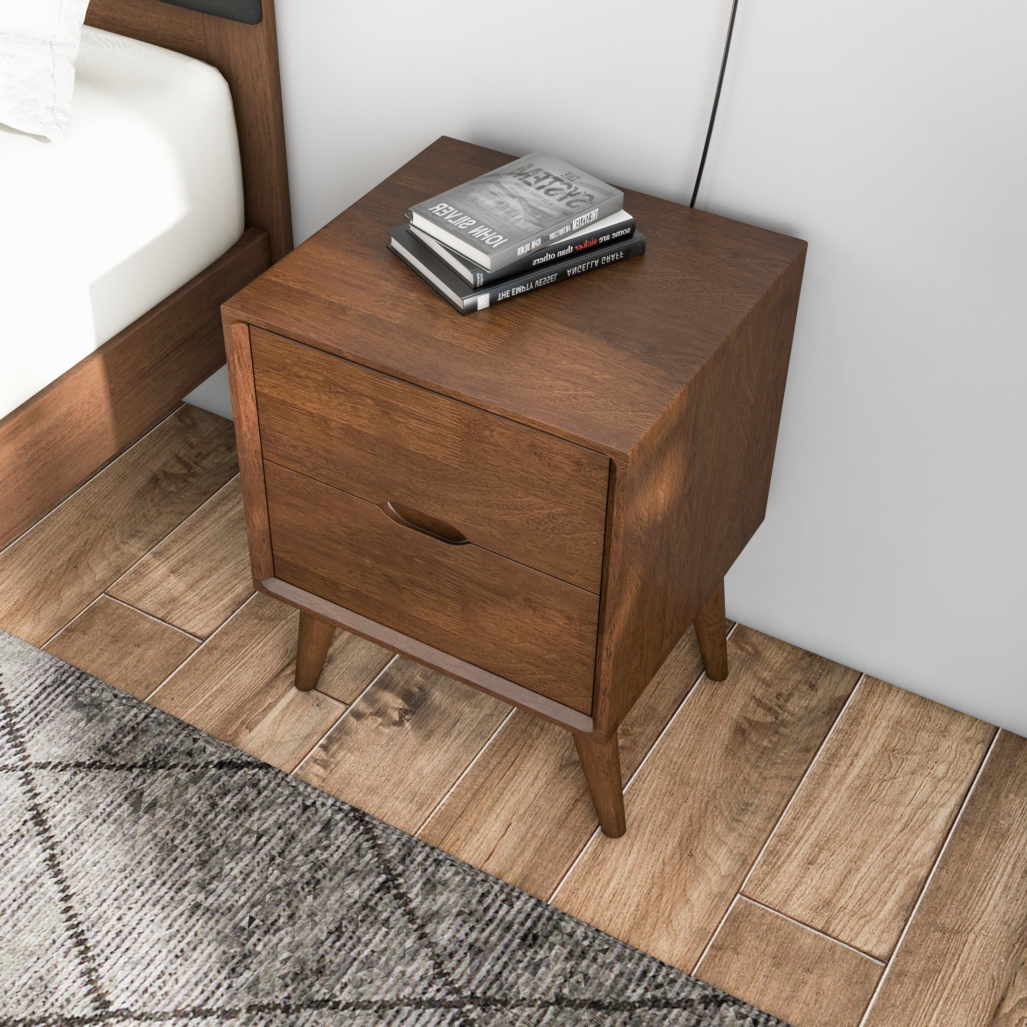 Grace Brown Night Stand with 2 Drawers - MidinMod