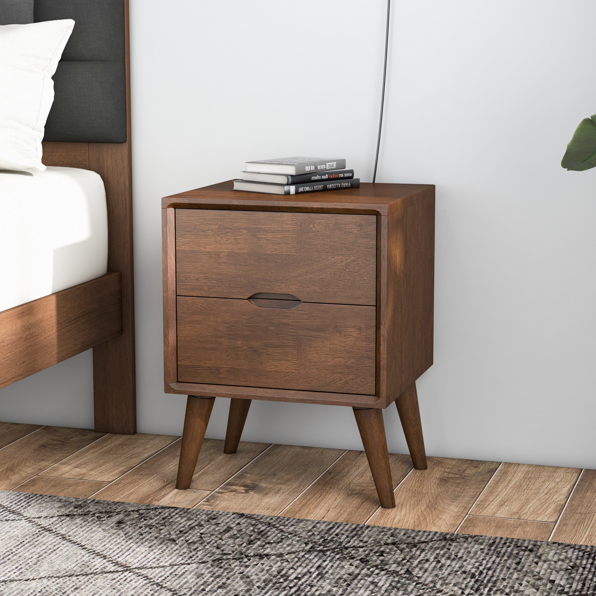 Grace Brown Night Stand with 2 Drawers - MidinMod