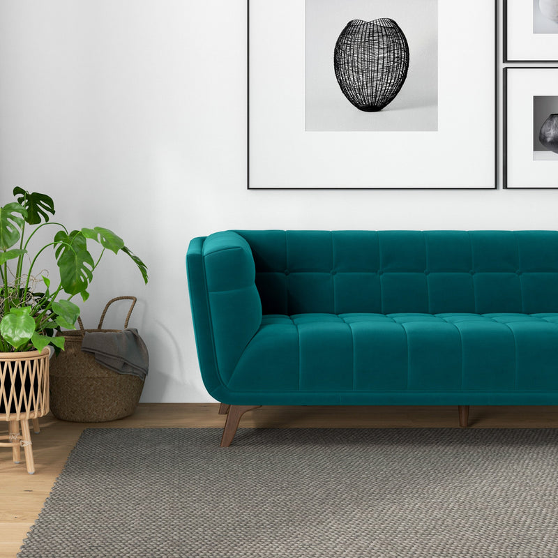 Kano Sofa  86" - Teal Velvet  | Mid in Mod | Houston TX | Best Furniture stores in Houston