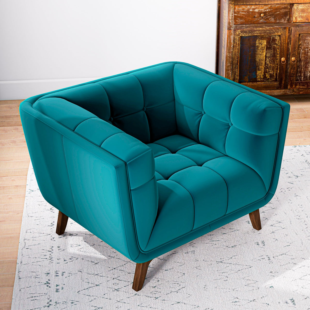 Kano Lounge Chair (Teal Velvet) | Mid in Mod | Houston TX | Best Furniture stores in Houston