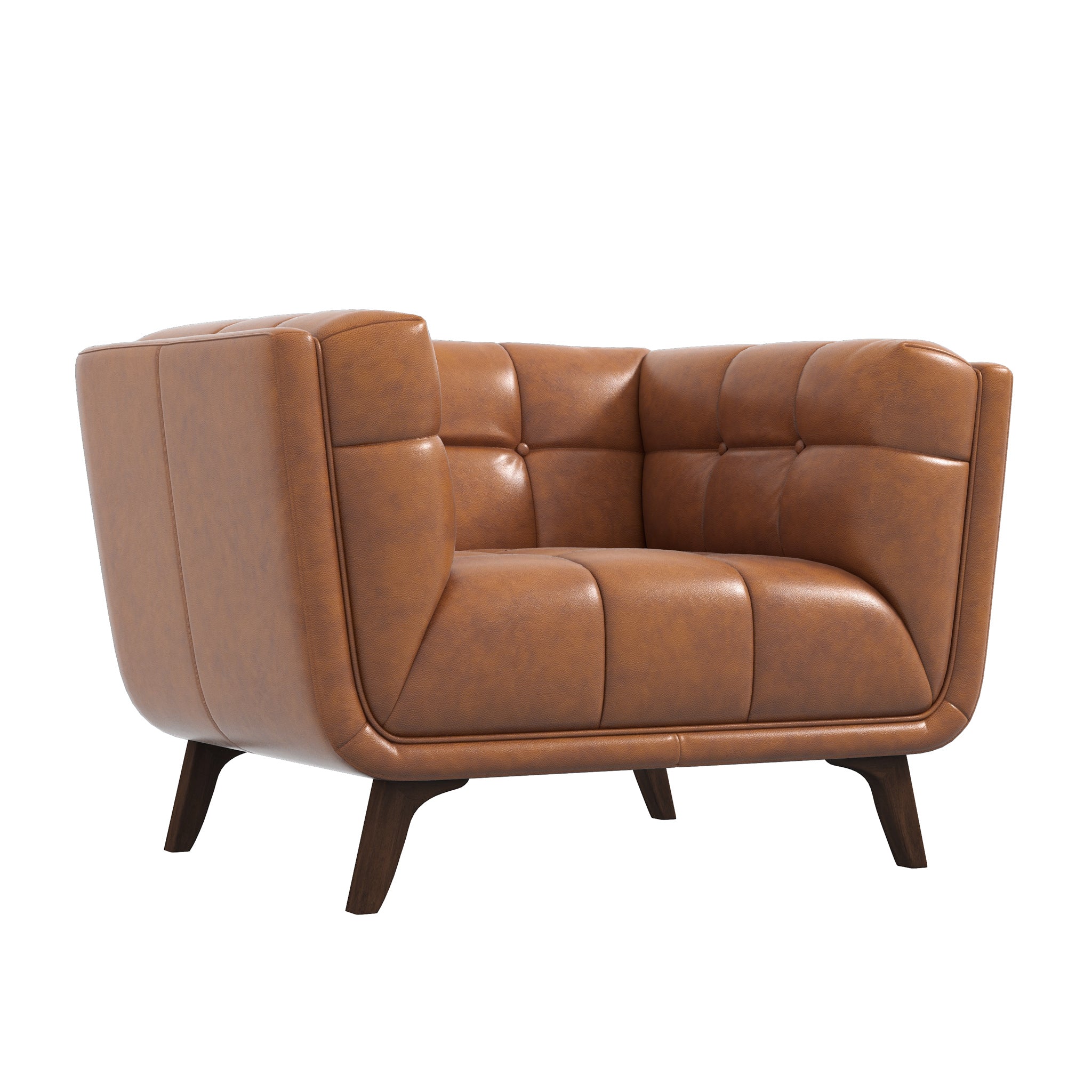 Kano Cognac Genuine Leather Lounge Chair - MidinMod