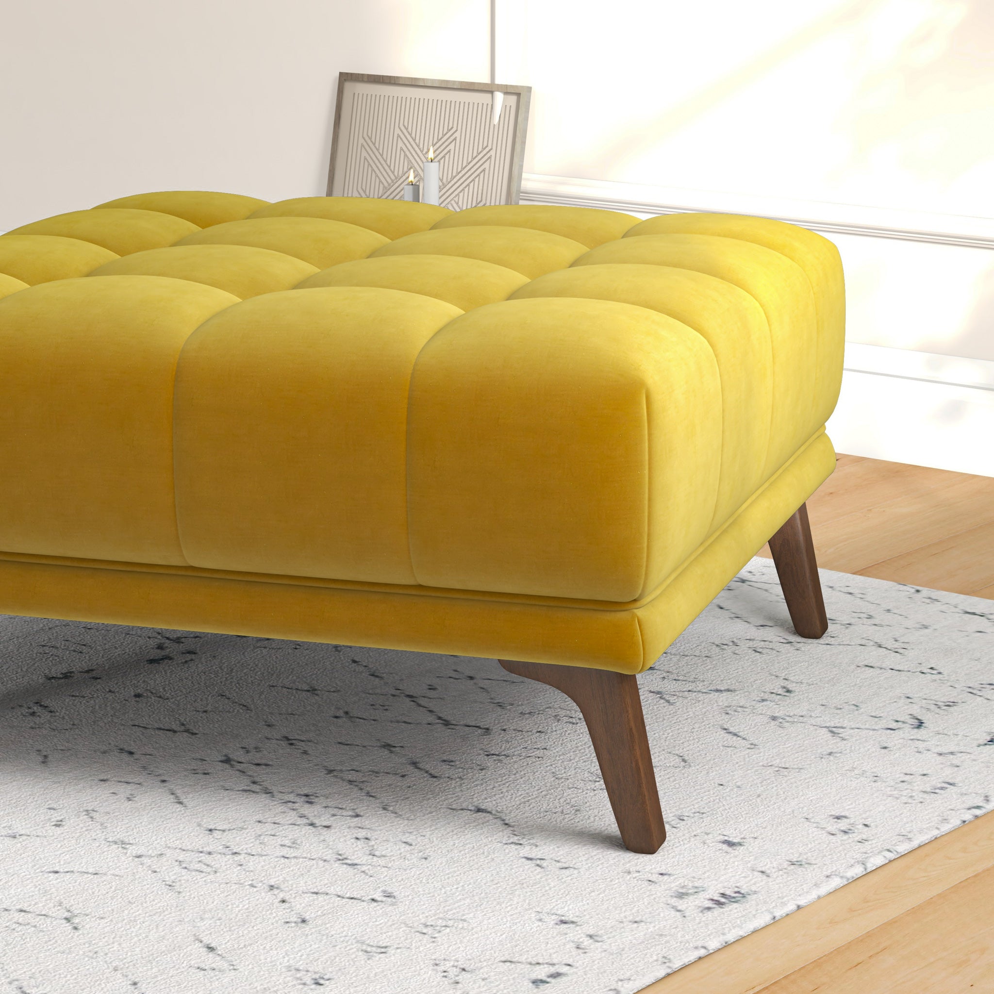 Kano Gold Velvet Ottoman - MidinMod