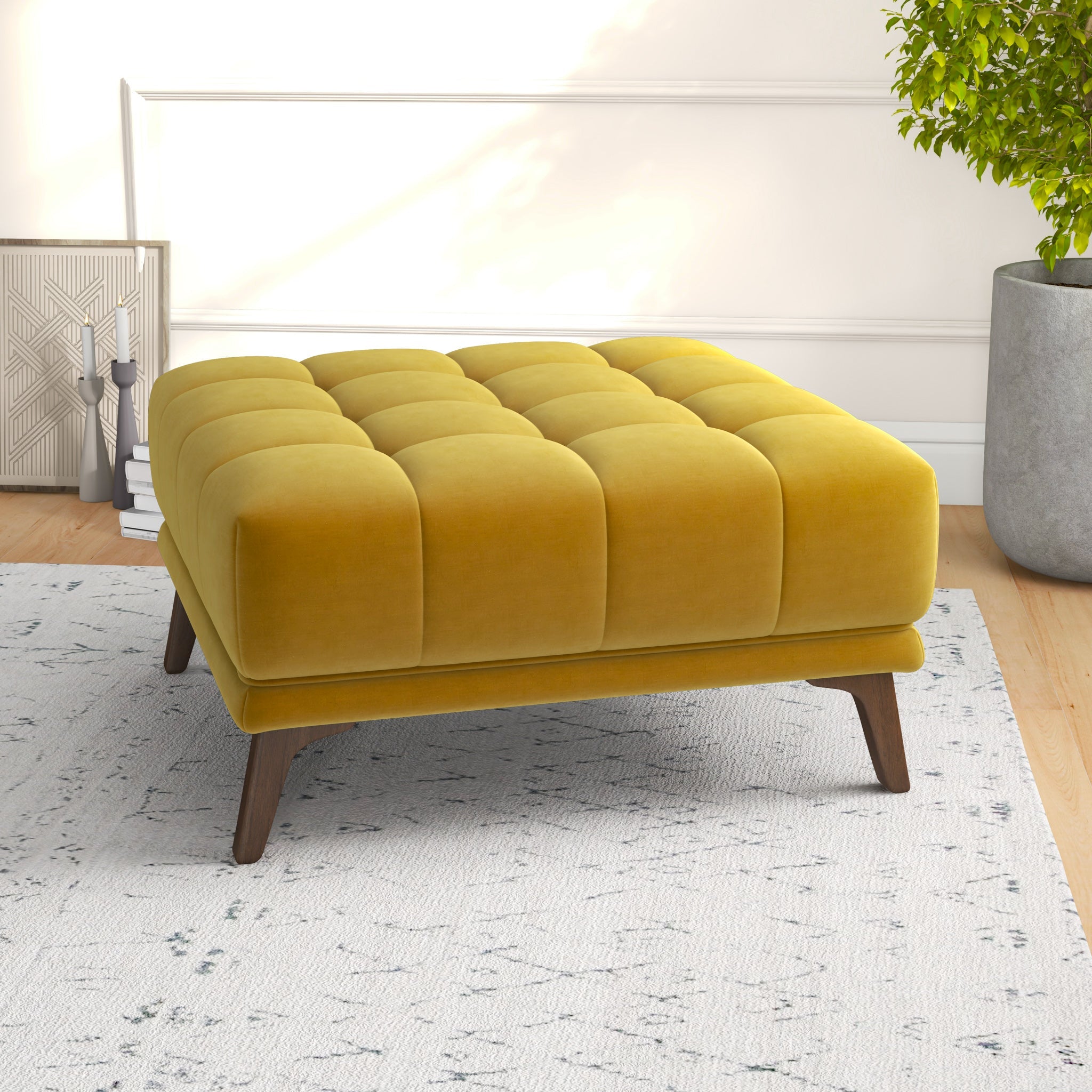 Kano Gold Velvet Ottoman - MidinMod